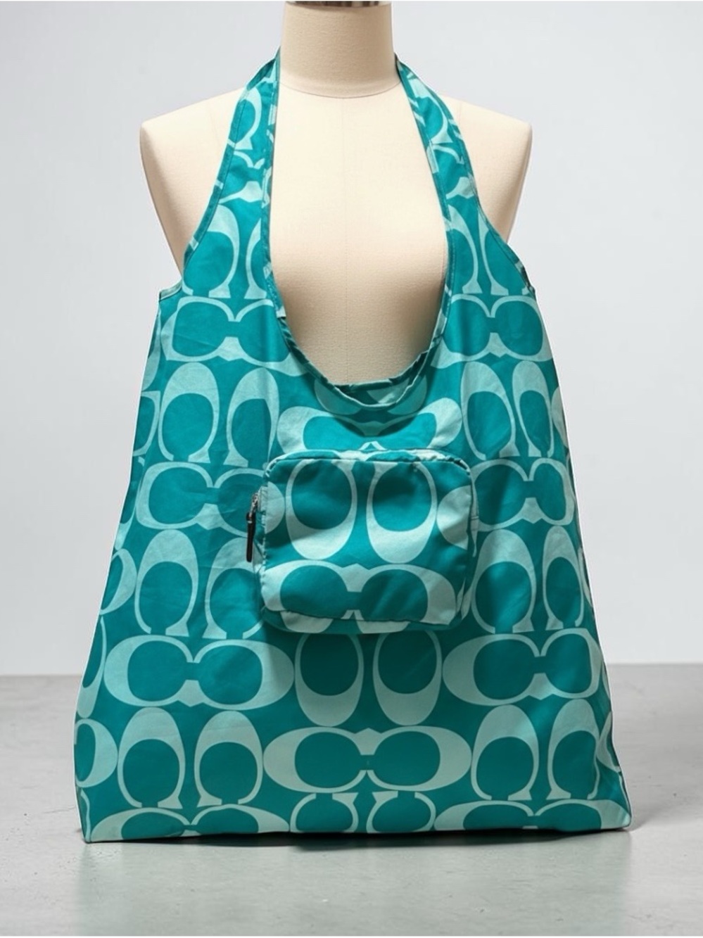 COACH Poppy Signature C Print Nylon Folding Tote Bag
